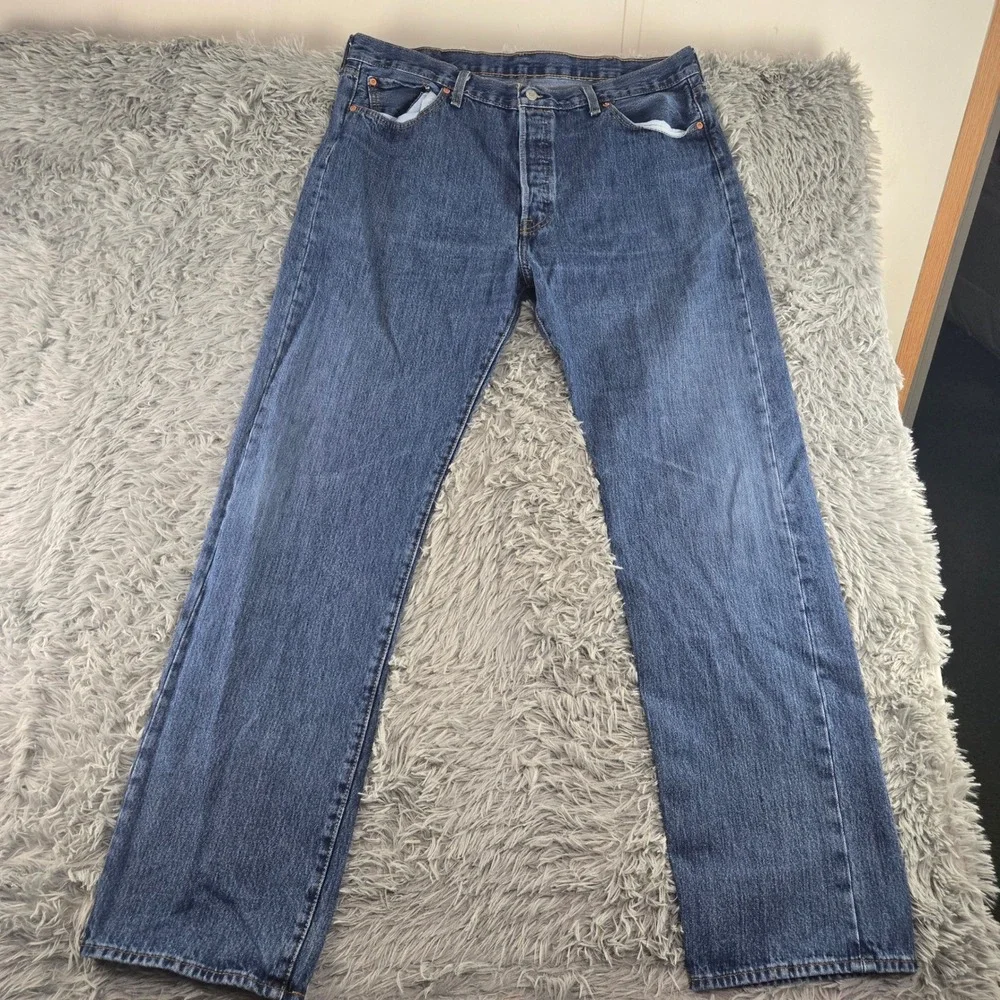 Levis Mens 40x36 Blue 501 Original‎ Fit Straight Leg Button Fly Jeans 11501-0194